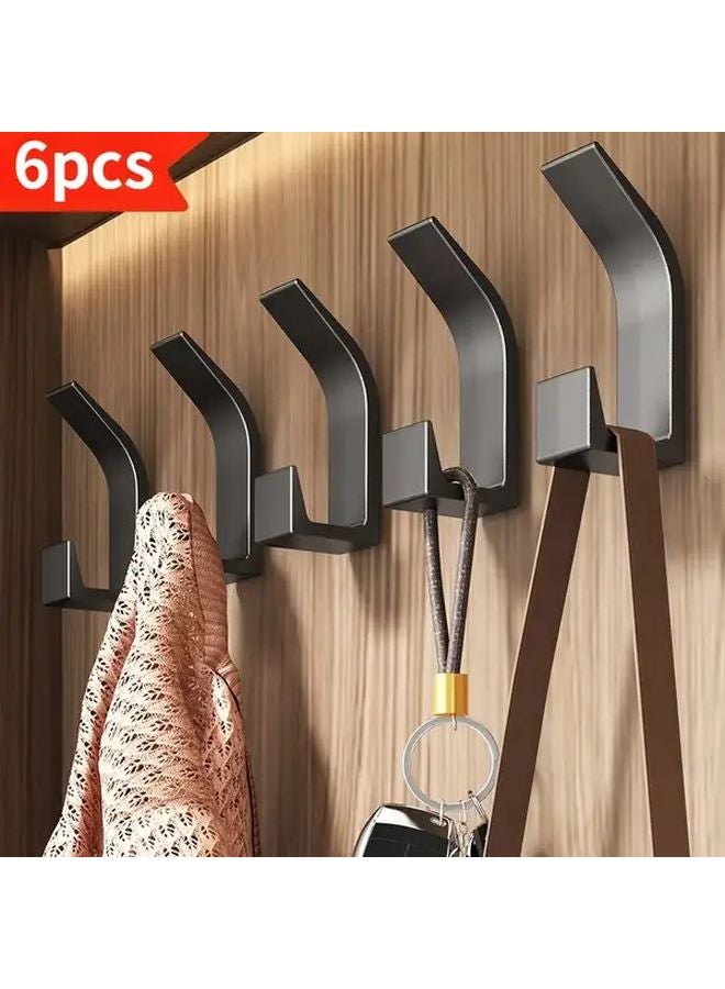 6pcs Black Heavy Duty Adhesive Wall Hooks Damage Free Removal Space Saving Organizer - Image 2