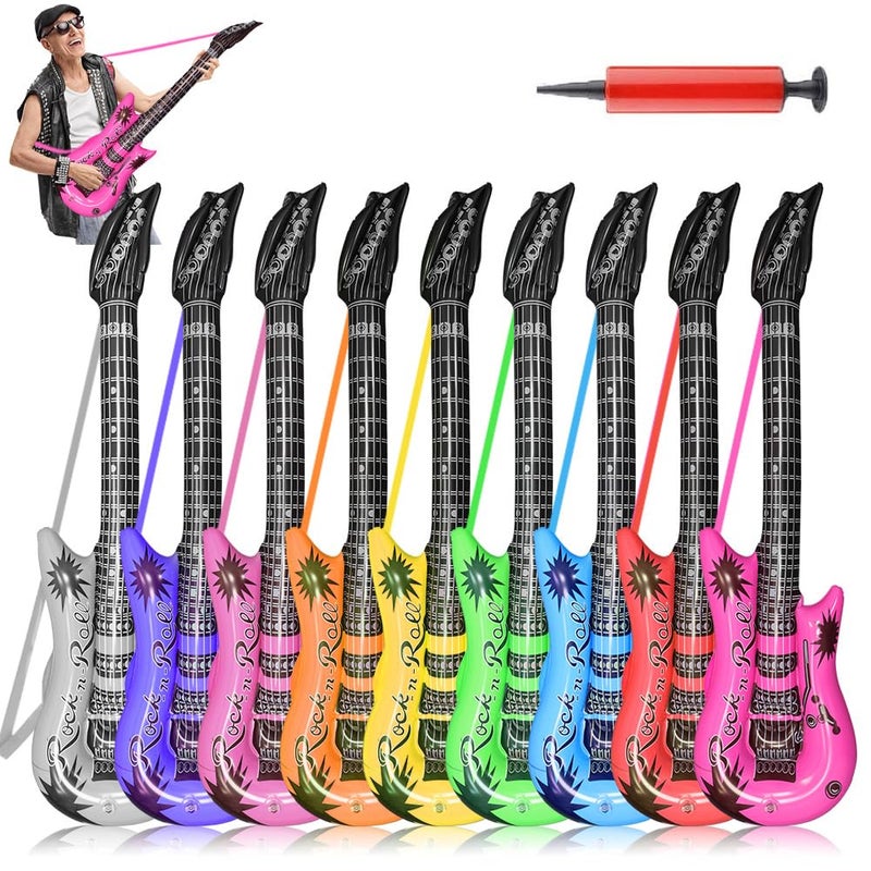 QIQU Inflatable Guitar with Strap 9 Colors 35 Inch Rock Star Guitar Set for 80s 90s Themed Carnival Party Adults Childrens Birthday Party Wedding and Photo Booth Props - Image 3