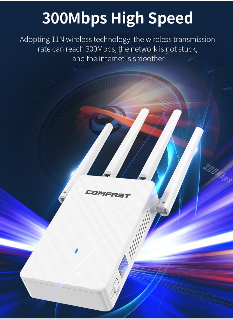 comfast Wi-Fi Range Extender 300Mbps Works with any Wi-Fi Router Extend WiFi Range Further White WIFI4  - Image 1