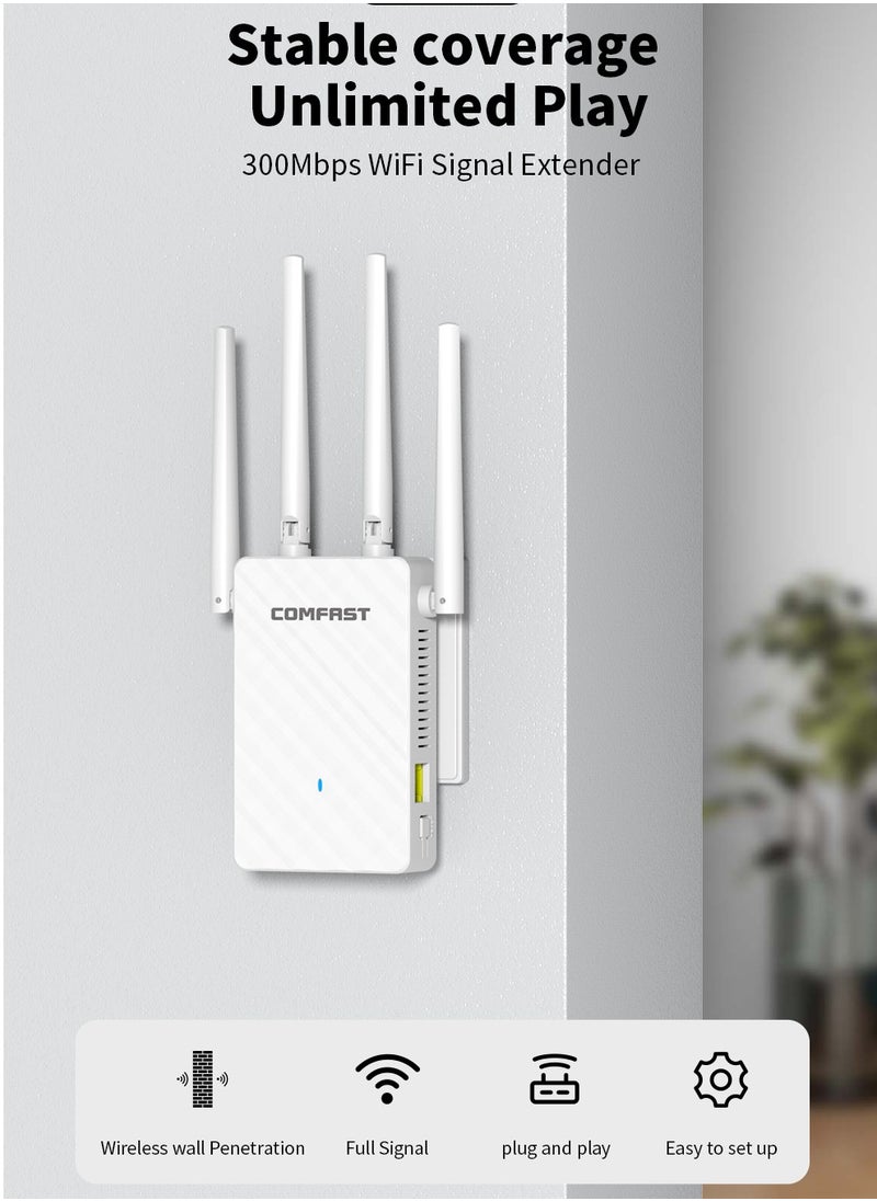 comfast Wi-Fi Range Extender 300Mbps Works with any Wi-Fi Router Extend WiFi Range Further White WIFI4  - Image 2