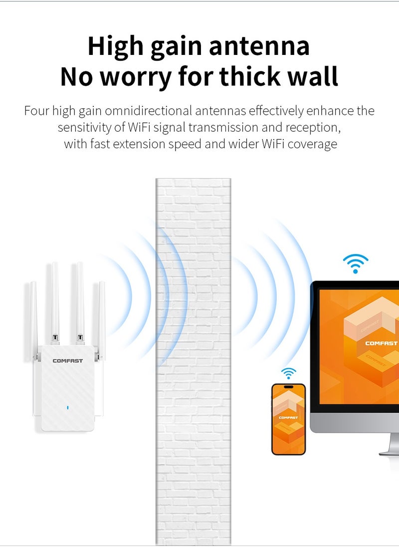 comfast - Wi-Fi Range Extender 300Mbps Works with any Wi-Fi Router Extend WiFi Range Further White WIFI4 - Image 1