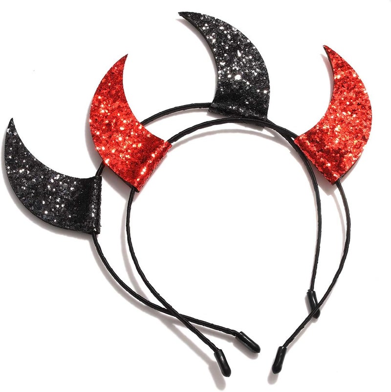 ELEARD Size-sorted warehouse storage Halloween Headband Glitter Devil Horns Headband Headpiece Hair Accessory for Halloween Costume Shock rubber edge - Image 3
