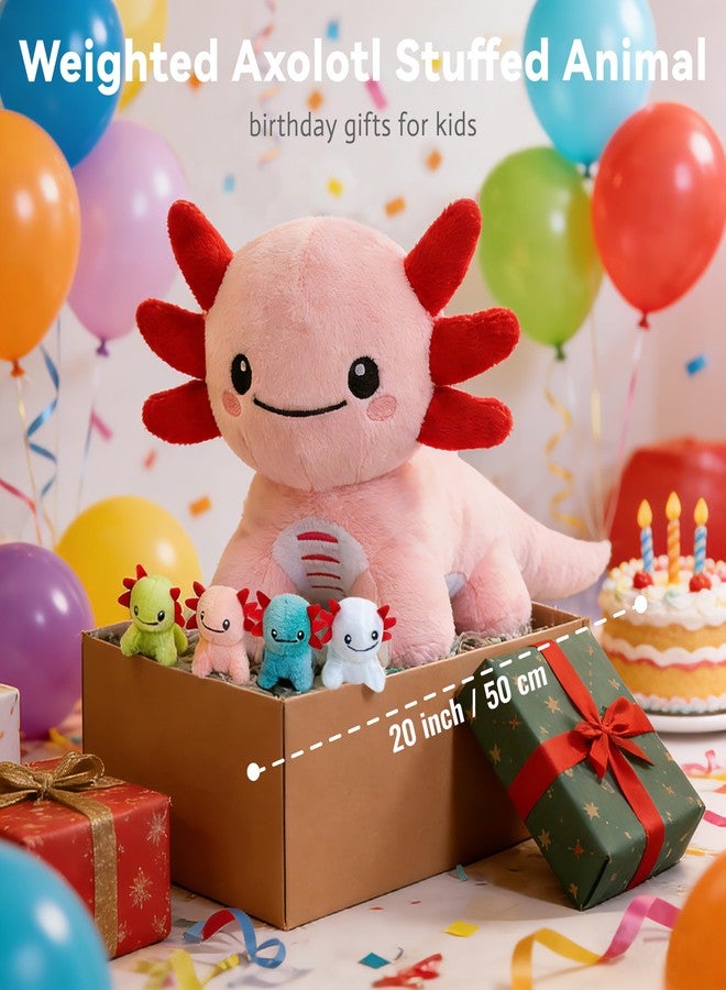 AmyToo Pink Plush Axolotl Stuffed Animal with Red Gills, Cute Soft Toy - Image 2
