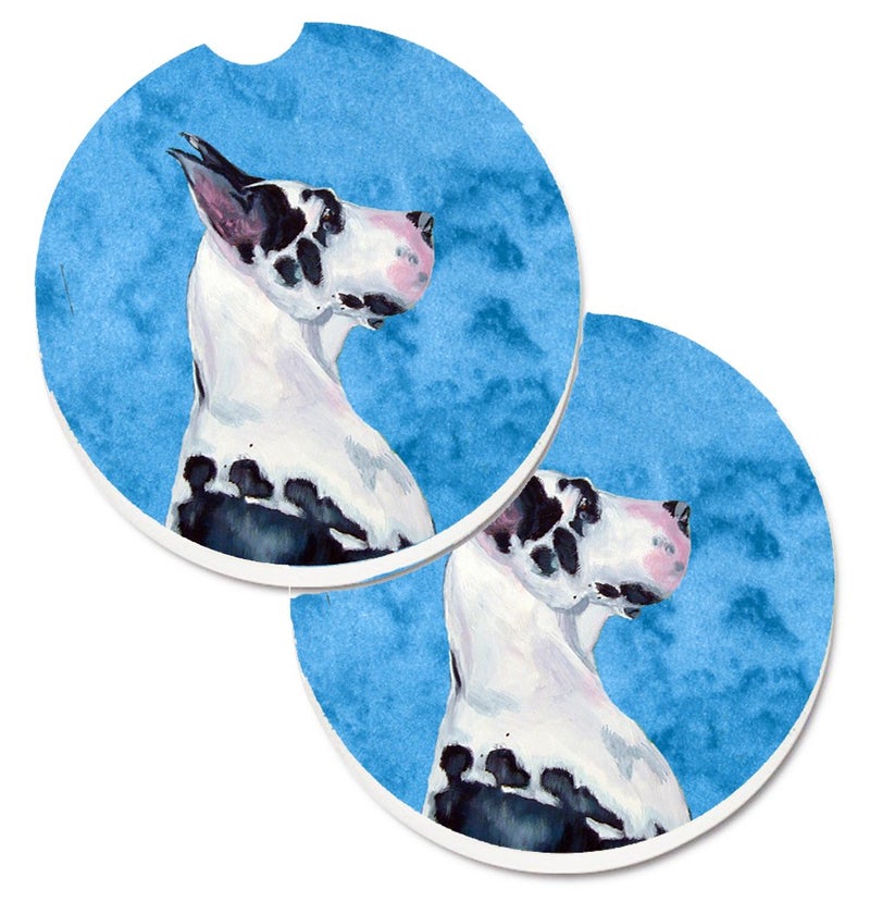 Caroline's Treasures LH9371BUCARC Blue Great Dane Set of 2 Cup Holder Car Coasters Absorbent Sandstone Coasters for Car Cup Holders Gifts for Men or Women  Large  Multicolor