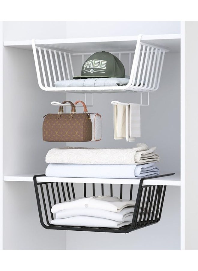 Cazadora Under Shelf Storage Basket — Heavy-Duty Metal Under-Shelf Organizer for Kitchen & Pantry | Space-Saving Hanging Shelf Basket for Utensils, Containers, Spices, Paper Rolls & Small Appliances | 40 cm x 23 cm x 40 cm | White finish | Smart Vertical Storage Solution for Small Kitchens, Apartments, Offices & RVs — Easy Slide-In Installation, Rust-Resistant Metal, Maximizes Counter Space, Keeps Frequently Used Items Accessible, Modern Minimalist Design, Ideal for Spice Organization, Cutlery, Cooking Utensils, Napkins & Food Storage Containers — Perfect Noon KSA Home & Kitchen Upgrade (Brand: CAZADORA, Color: White) - Image 3