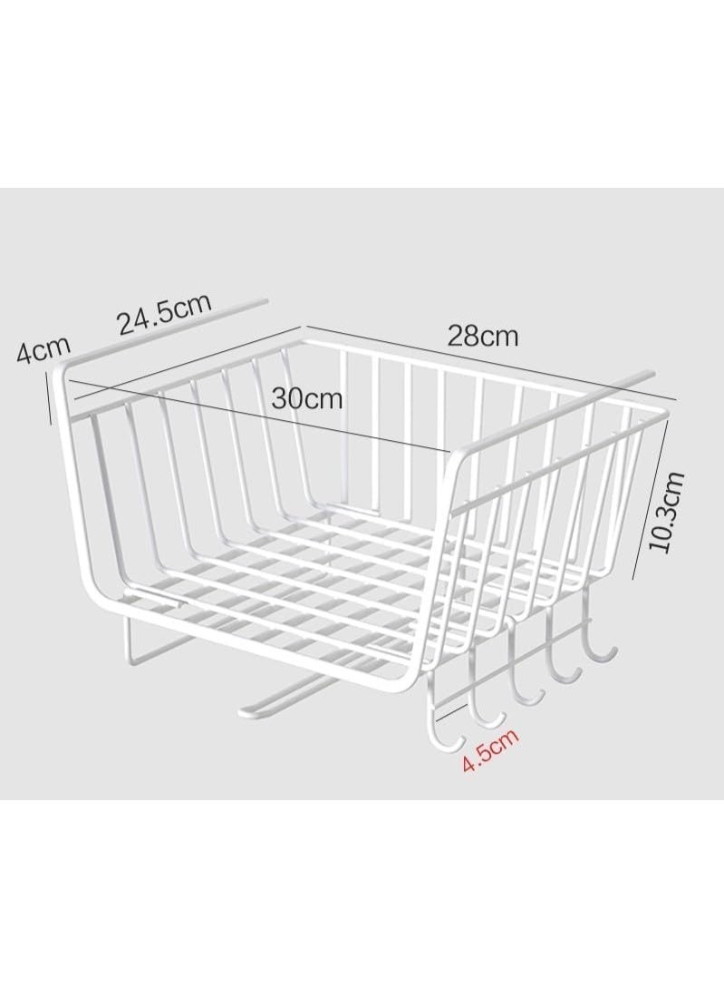 Cazadora Under Shelf Storage Basket — Heavy-Duty Metal Under-Shelf Organizer for Kitchen & Pantry | Space-Saving Hanging Shelf Basket for Utensils, Containers, Spices, Paper Rolls & Small Appliances | 40 cm x 23 cm x 40 cm | White finish | Smart Vertical Storage Solution for Small Kitchens, Apartments, Offices & RVs — Easy Slide-In Installation, Rust-Resistant Metal, Maximizes Counter Space, Keeps Frequently Used Items Accessible, Modern Minimalist Design, Ideal for Spice Organization, Cutlery, Cooking Utensils, Napkins & Food Storage Containers — Perfect Noon KSA Home & Kitchen Upgrade (Brand: CAZADORA, Color: White) - Image 2