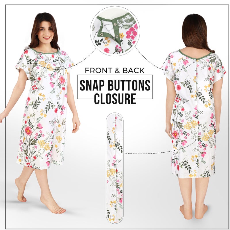 Utopia Care Women's Hospital Gown Soft Comfortable and Stylish Patient Gown, Large-X-Large, Floral White - Image 2