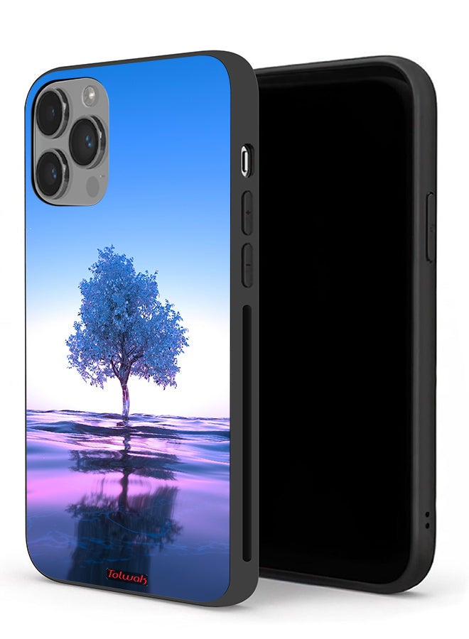 Tolwak Apple iPhone 14 Pro Protective Case Tree Neon Body Of Water Reflection Digital Art - Image 1