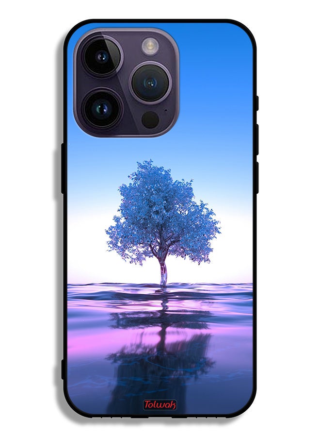 Tolwak Apple iPhone 14 Pro Protective Case Tree Neon Body Of Water Reflection Digital Art - Image 2