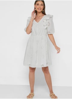 V-Neck Ruffle Detail Dress