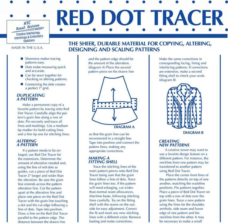 Superpunch Red Dot Tracer HTC3210-1 – 46 Inches Wide, Non-Woven Precut Pattern Drafting Paper for Sewing, Copying, Altering, Designing & Scaling, 100% Polyester, in 5 Yard Package, Made in USA - Image 5