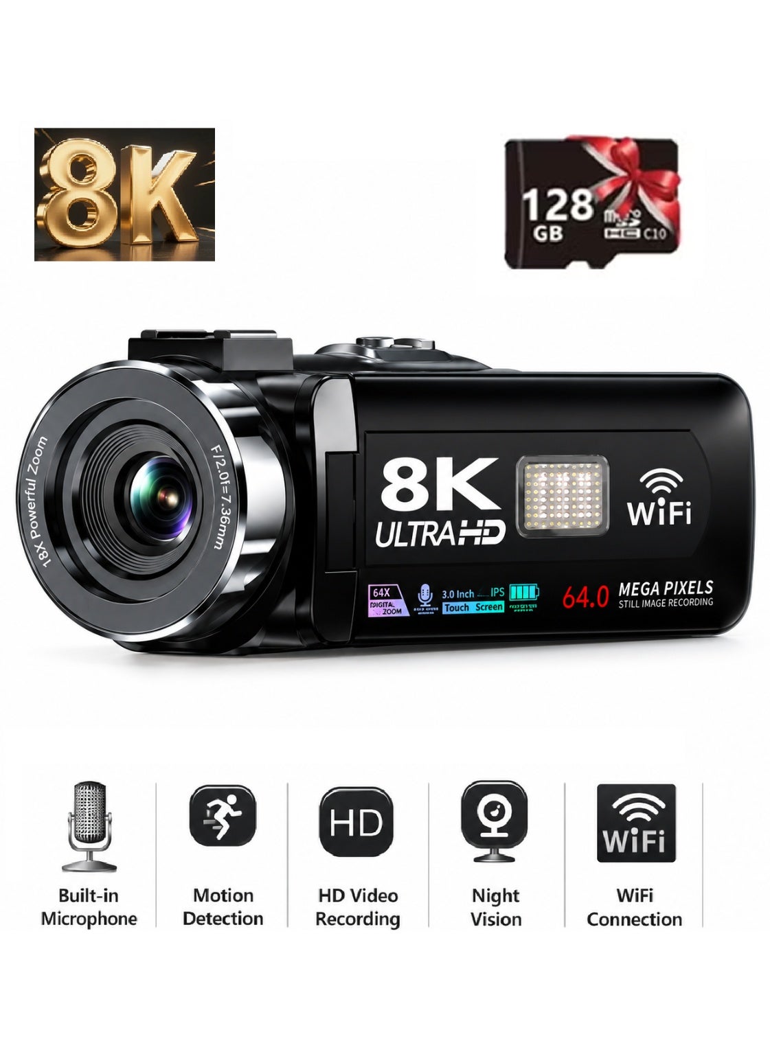MEDNEST MEDNEST 8k Ultra Hd Home Camcorder 128GB Z4E56962370C9D13BAAFCZ