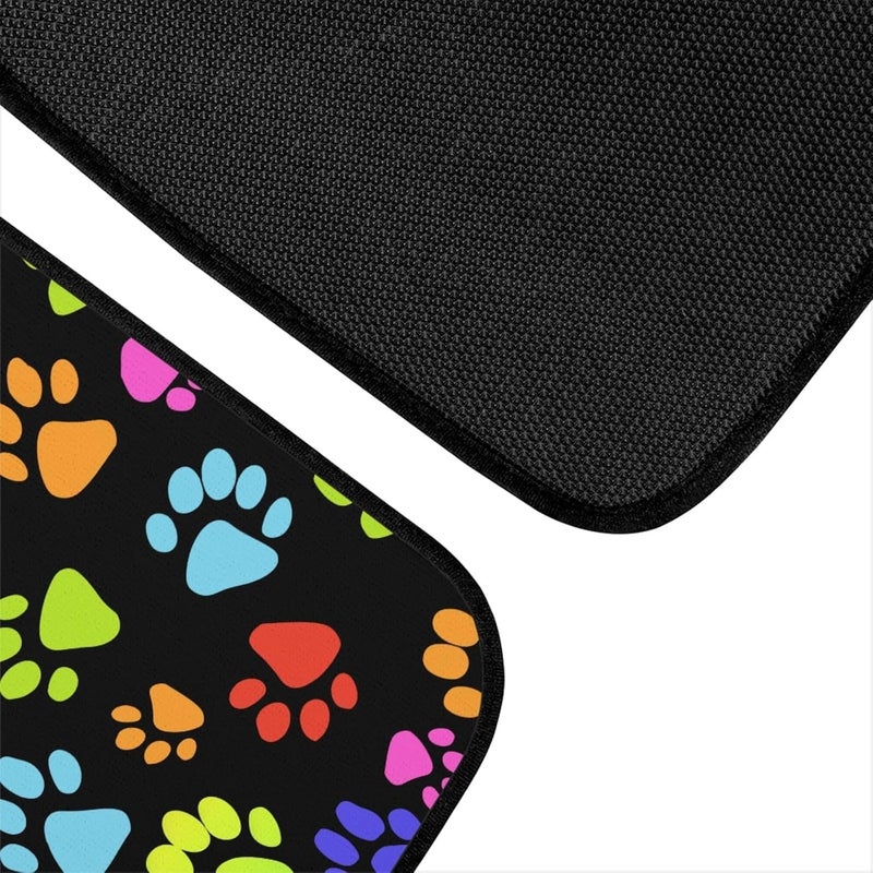 Dreaweet Cute Colorful Dog Paw Printed Carpet Floor Mats - 4-Piece Non-Slip Rubber Backing for Car, SUV, Truck, or Van - Image 5