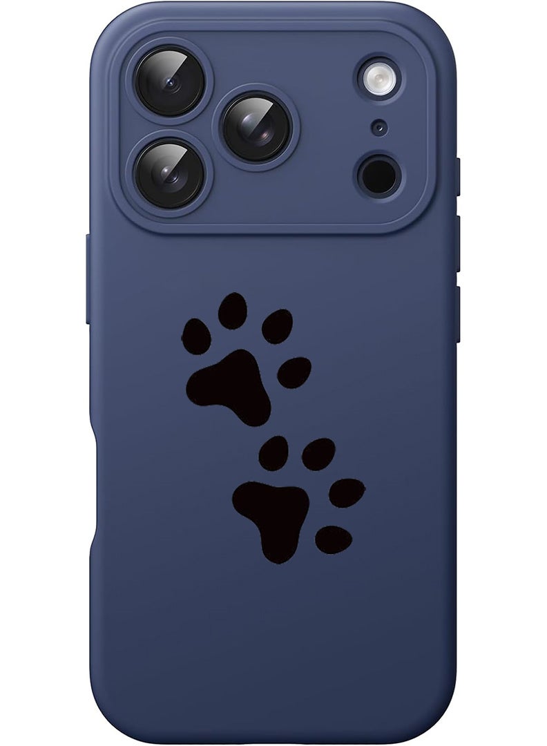 Theodor Protective Slim Fit Case Liquid Silicone Cover with Full Body Protection Anti-Scratch Shockproof Case For Apple iPhone 17 Pro Max (Blue) Paw - Image 1