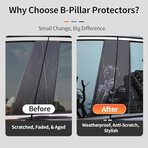 vhemo 2PCS XL B-Pillar Vinyl Wrap Set 12.6"×23.6" (Cut-to-Fit), Waterproof Car B Pillar Sticker Decal, Door Window Pillar Decals, Gloss Vinyl Car Wrap for SUVs Trucks Vans Vehicle (Flag Grayscale) - Image 3