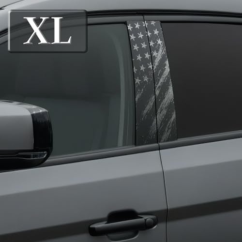 vhemo 2PCS XL B-Pillar Vinyl Wrap Set 12.6"×23.6" (Cut-to-Fit), Waterproof Car B Pillar Sticker Decal, Door Window Pillar Decals, Gloss Vinyl Car Wrap for SUVs Trucks Vans Vehicle (Flag Grayscale) - Image 1