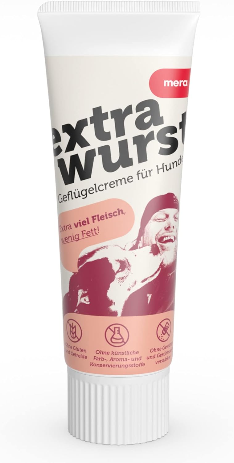 MERA Extrawurst Light Grain-Free Dog Liver Sausage, 75 g Tube with Lots of Poultry Fresh Meat and Low Fat, Training Treat for Adult Dogs and Puppies, No Sugar and Salt - Image 1
