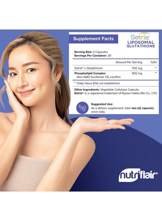 NutriFlair Liposomal Glutathione Supplement Setria® 700mg - Pure Reduced, Stable Form L-Glutathione Reductase (GSH) - Master Antioxidant Support, 60 Capsules - Image 2