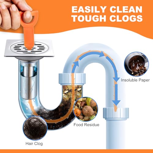 QUIUMES Drain Clog Remover, Effective Drain Snake Hair Drain Clog Remover, Ideal Drain Cleaner For Sinks, Showers, And Tubs - Flexible And Durable 6Pack 20inch Length For Easy Use. - Image 4