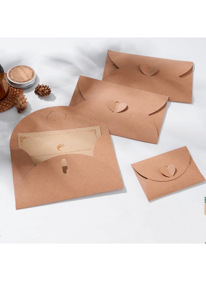 Generic Vintage Love Button Kraft Envelope Set – 5 Large Envelopes, 5 Small Envelopes & 5 Matching Stationery Sheets – Retro Stationery Set for Special Notes & Gifts  - Image 1