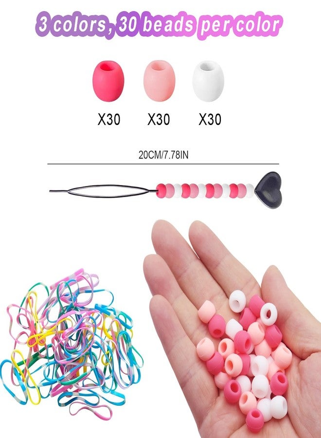 Everfunny 90 Pcs Silicone Hair Beads for Women Girls Braids, Soft Colorful Pony Beads Bulk for Kids Girls Women Hair Accessories for Braids (Pink) - Image 3
