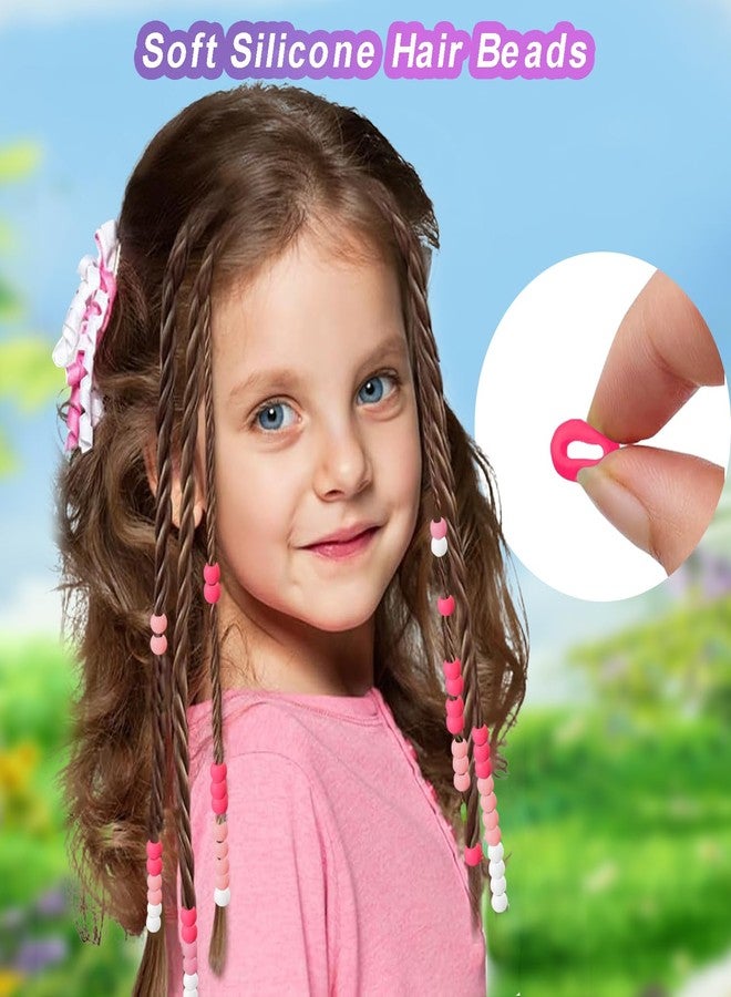 Everfunny 90 Pcs Silicone Hair Beads for Women Girls Braids, Soft Colorful Pony Beads Bulk for Kids Girls Women Hair Accessories for Braids (Pink) - Image 4
