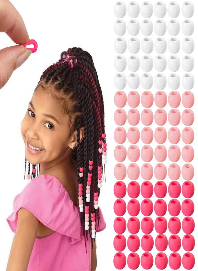 Everfunny 90 Pcs Silicone Hair Beads for Women Girls Braids, Soft Colorful Pony Beads Bulk for Kids Girls Women Hair Accessories for Braids (Pink) - Image 1
