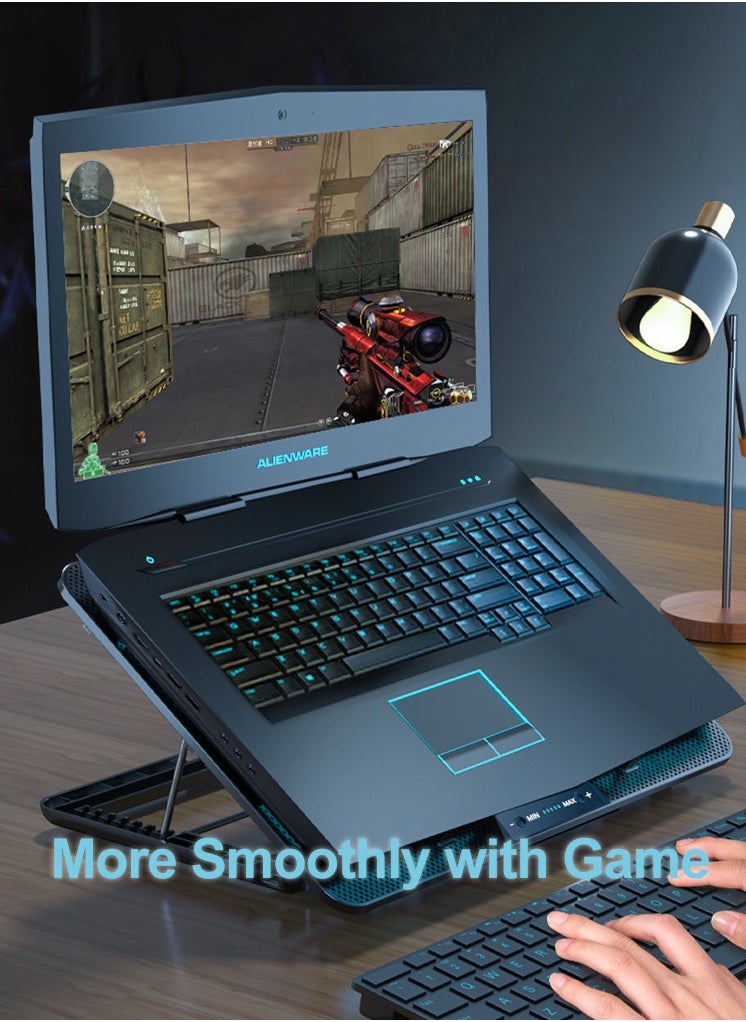 Necomi - Notebook Cooler, Laptop Cooling Pad, Laptop Cooler with 10 Quiet Fans Compatible with major laptop sizes form Normal to gaming, LED Display Fan Speed, 7 Height Stands - Image 1
