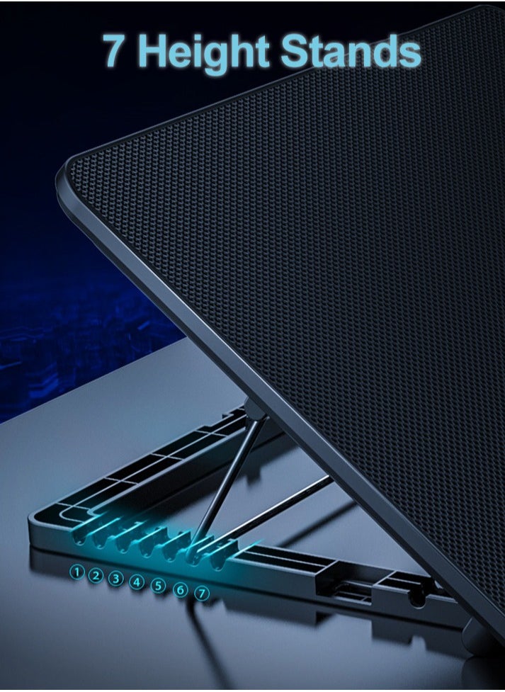 Necomi - Notebook Cooler, Laptop Cooling Pad, Laptop Cooler with 10 Quiet Fans Compatible with major laptop sizes form Normal to gaming, LED Display Fan Speed, 7 Height Stands - Image 1
