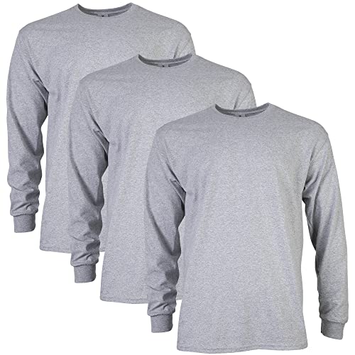 Gildan Mens Ultra Cotton Long Sleeve TShirt Style G2400 Multipack Sport Grey 3Pack Medium - Image 1