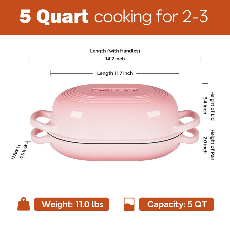 Umite Chef Enameled Cast Iron Sourdough Bread Oven, Dutch Oven for Bread Baking, - incl. Sourdough Bread-Baking Supplies like Banneton Bread-Proofing Basket - 5QT Loaf Cast Iron Bread Pan-Making Kit Pan, Pot, Sour Sough Tools, Lame (Pink) - Image 2