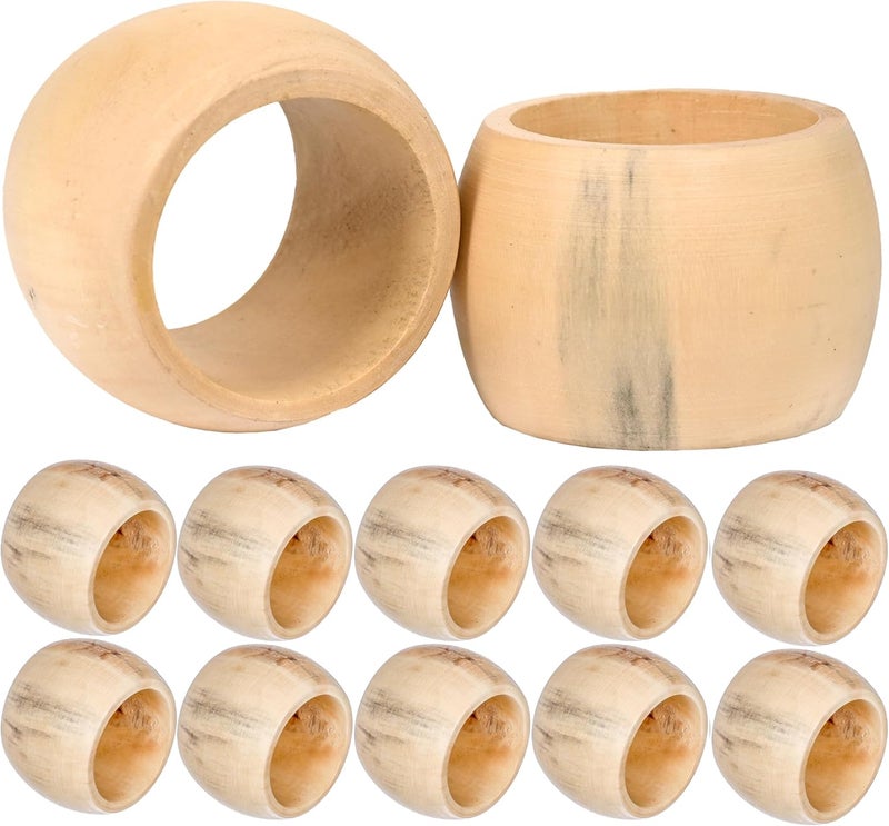 CLEENTABLE Wooden Napkin Rings Set of 12 - Handcrafted Napkin Holder for Dinner Table Decoration, Weddings, Home, Kitchen, Decor, Dinner, Parties, Every Day Use - Durable, Versatile (Cream)- - Image 1