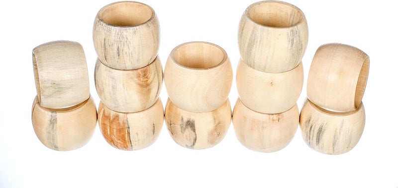 CLEENTABLE Wooden Napkin Rings Set of 12 - Handcrafted Napkin Holder for Dinner Table Decoration, Weddings, Home, Kitchen, Decor, Dinner, Parties, Every Day Use - Durable, Versatile (Cream)- - Image 5