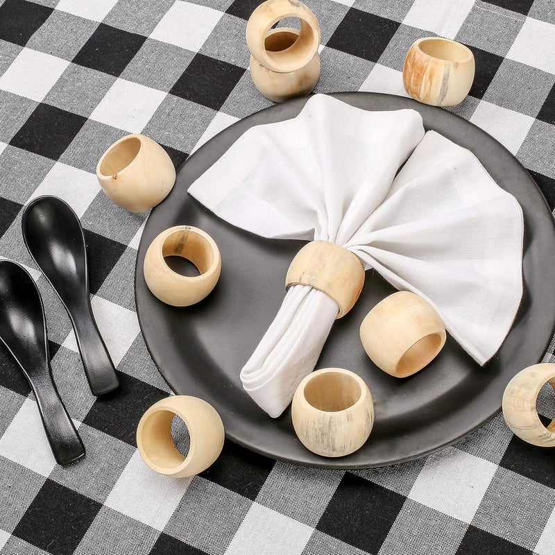 CLEENTABLE Wooden Napkin Rings Set of 12 - Handcrafted Napkin Holder for Dinner Table Decoration, Weddings, Home, Kitchen, Decor, Dinner, Parties, Every Day Use - Durable, Versatile (Cream)- - Image 2