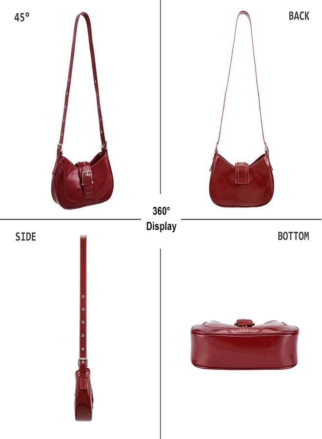 FALETO Y2K Red Purses for women Casual Hobo Handbag Burgundy Shoulder Bag Vegan Leather Underarm Purse - Image 3