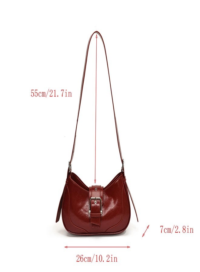 FALETO Y2K Red Purses for women Casual Hobo Handbag Burgundy Shoulder Bag Vegan Leather Underarm Purse - Image 5