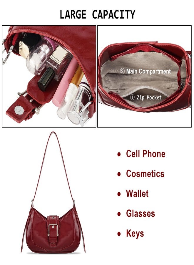 FALETO Y2K Red Purses for women Casual Hobo Handbag Burgundy Shoulder Bag Vegan Leather Underarm Purse - Image 4