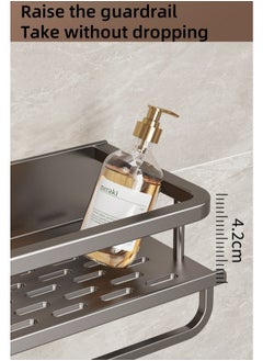 MLADEN Wall Mounted Bathroom Shelves with 5 Hooks and Towel Bar, No Drilling Bathroom Shower Caddy Rack, Stainless Steel Rustproof Bathroom Storage Organizer, Bathroom Shower Baskets for Bathroom and Kitchen,50cm  - Image 3
