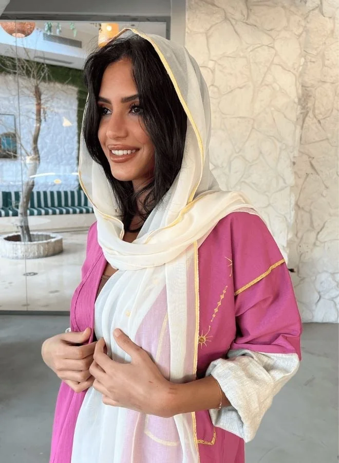 The Untitled Project The Gypsy Scarf in White - Embroidered Stars