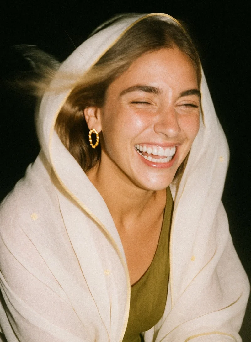 The Untitled Project The Gypsy Scarf in White - Embroidered Stars