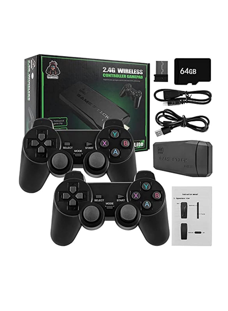 Wireless Retro Game Console, Plug and Play Video Game Stick Built in 10000+ Games,9 Classic Emulators, 4K High Definition HDMI Output for TV with Dual 2.4G Wireless Controllers(64G) - Image 1