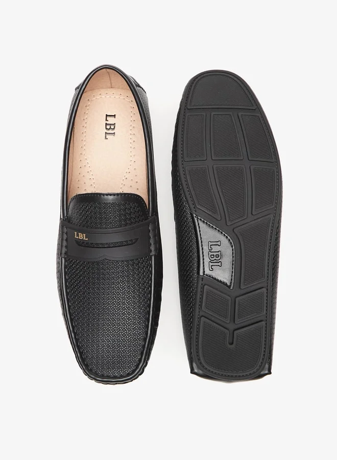 ال بي ال من شو اكسبرس Men's Textured Slip-On Moccasins