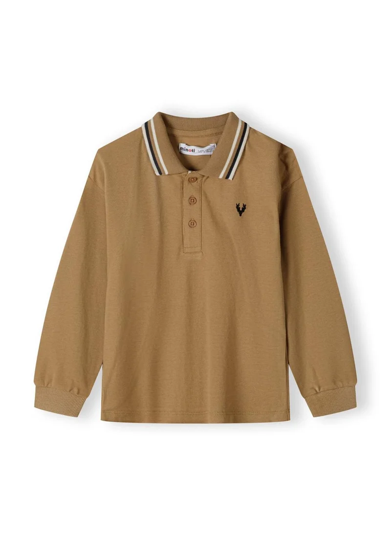 MINOTI Teen Boys Polo Top with Long Sleeves and Chest Print