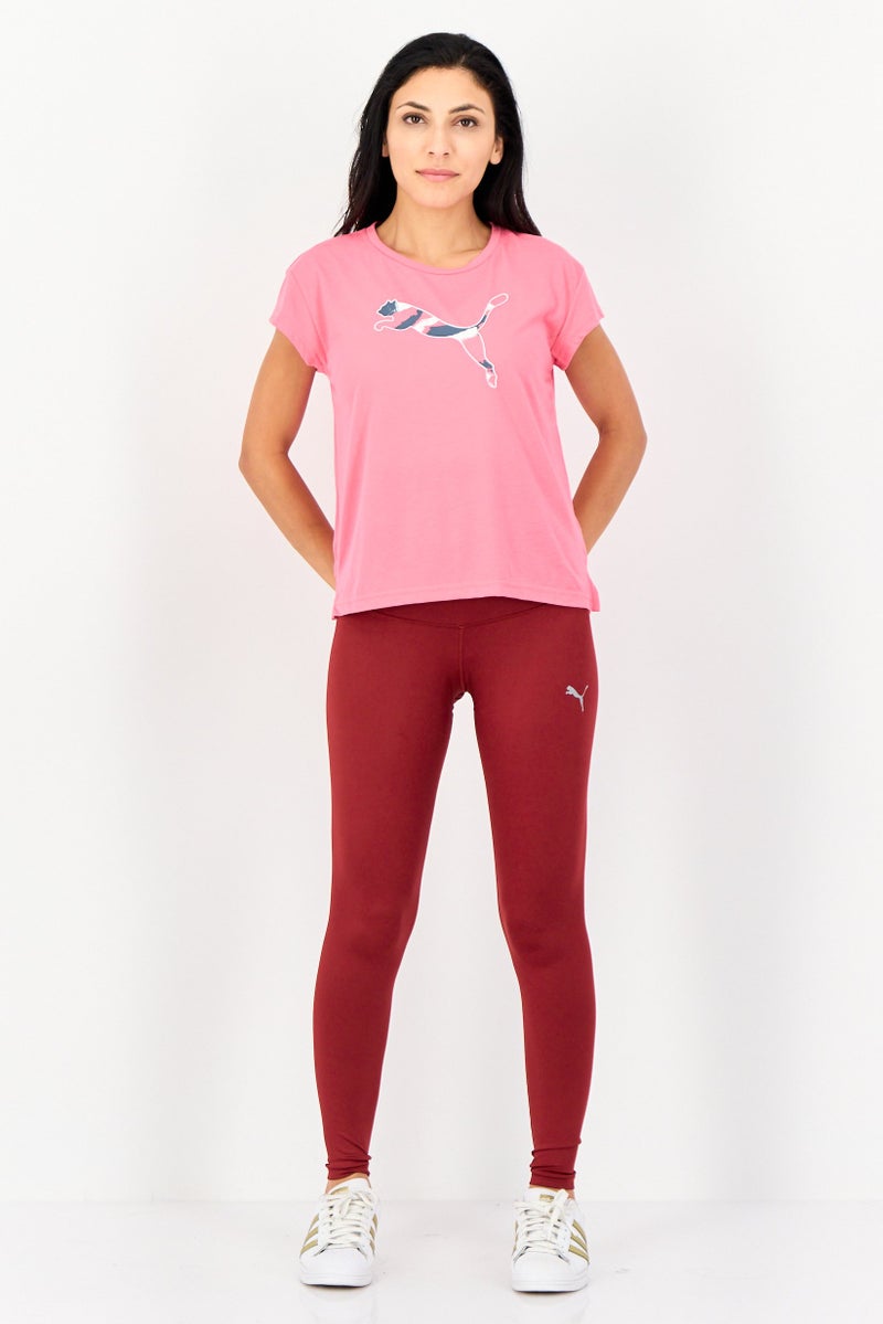 PUMA تي شيرت تدريب قصير الأكمام للنساء بتصميم مريح، وردي - Image 2