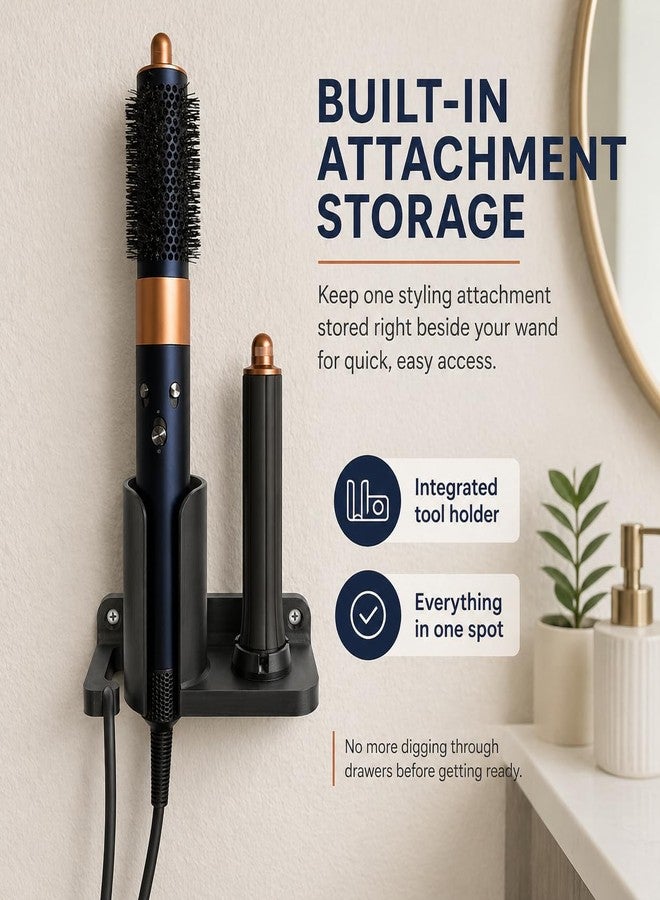 splash n color Wall Mount for Dyson Air Wrap Styling Wand - Holder with Tool Attachment Storage | No-Mess Organizer for Bathroom Counter | Friction Fit Secure Hold | Space-Saving Hair - Image 4