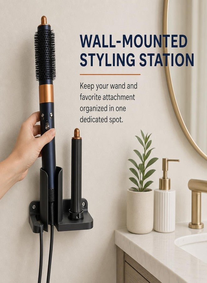 splash n color Wall Mount for Dyson Air Wrap Styling Wand - Holder with Tool Attachment Storage | No-Mess Organizer for Bathroom Counter | Friction Fit Secure Hold | Space-Saving Hair - Image 2