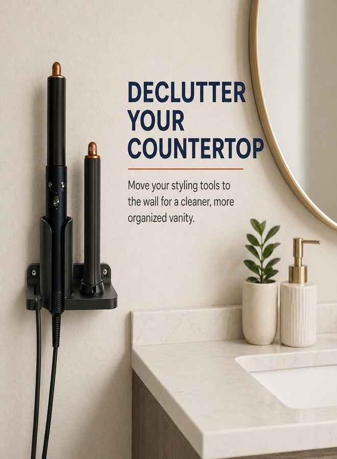 splash n color Wall Mount for Dyson Air Wrap Styling Wand - Holder with Tool Attachment Storage | No-Mess Organizer for Bathroom Counter | Friction Fit Secure Hold | Space-Saving Hair - Image 5