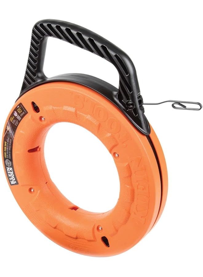 Klein Tools 56002 Electrical Fish Tape 65 Foot Long X 1 8 Inch Wide Steel For Heavy Duty Wire Pulls Laser Etched For Conduit Measuring - Image 1