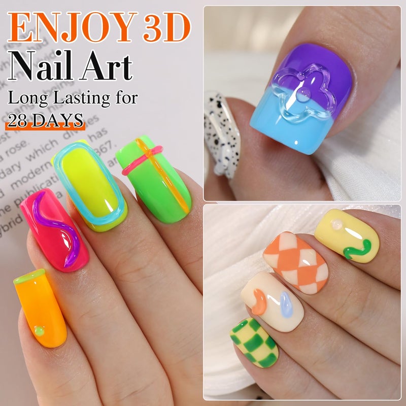 Double Rhythm 0.5 Oz 3D Nail Gel Nail Art Sculpting Gel No Wipe Gel Polish for Nail Designs DIY Nail Art for Drawing, Molding, Sculpture and Decoration (3D Sculpting Gel Clear) - Image 3