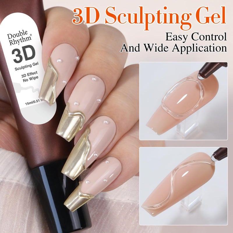 Double Rhythm 0.5 Oz 3D Nail Gel Nail Art Sculpting Gel No Wipe Gel Polish for Nail Designs DIY Nail Art for Drawing, Molding, Sculpture and Decoration (3D Sculpting Gel Clear) - Image 2